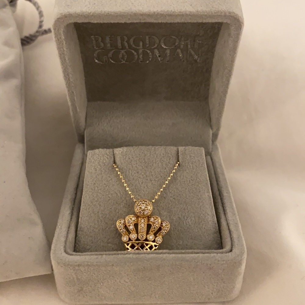 Bergdorf Goodman Gold Crown Diamond Necklace